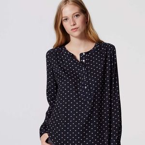 Ann Taylor Loft Geo Modern Henley Blouse